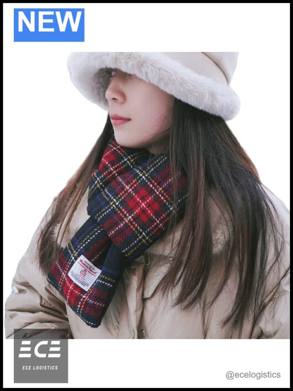 Harris Tweed Tartan Wool Neck Warmer Handmade Soft Scarf Plush Lined Women Men